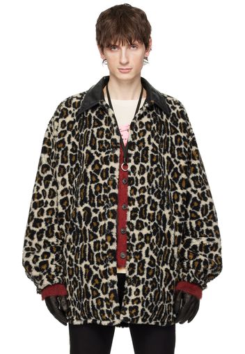 Maison Margiela Black & Beige Leopard Print Jacket