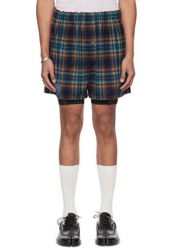 Maison Margiela Blue & Brown Check Shorts