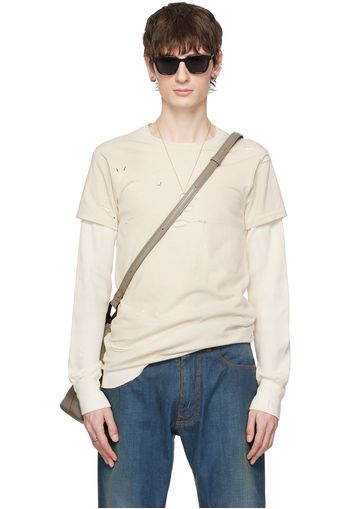 Maison Margiela Off-White Distressed Long Sleeve T-Shirt