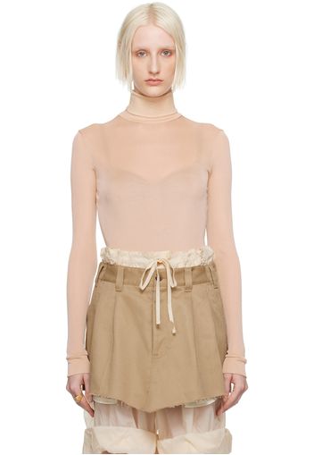 Maison Margiela Beige High-Neck Bodysuit