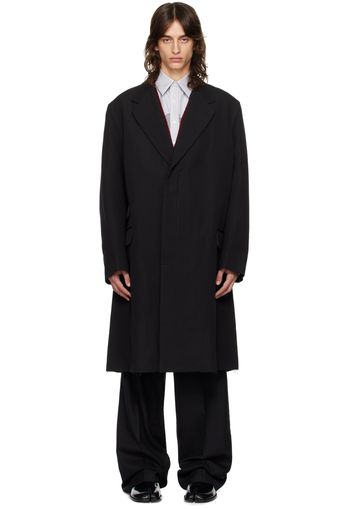 Maison Margiela Black Wool Silk Coat