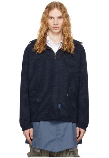 Maison Margiela Navy Summer Shetland Knit Sweatshirt