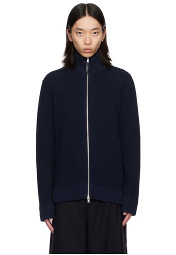 Maison Margiela Navy Knit Zip-Up Sweater