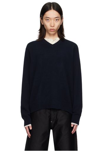 Maison Margiela Navy Washed Lambswool Sweater