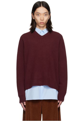 Maison Margiela Burgundy Washed Lambswool Sweater