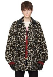 Maison Margiela Black & Beige Leopard Print Jacket