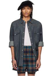 Maison Margiela Blue Press-Stud Denim Shirt