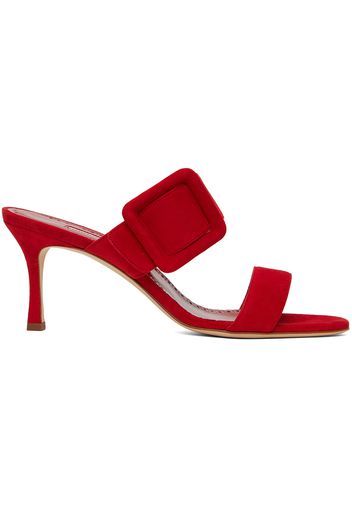 Manolo Blahnik Red Gable Heeled Sandals