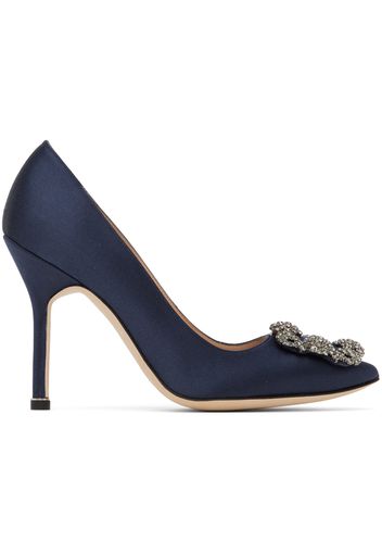 Manolo Blahnik Navy Hangisi 105 Pumps