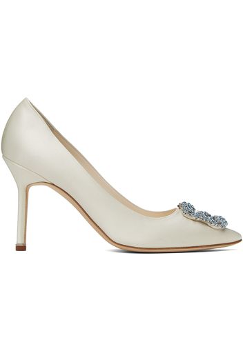 Manolo Blahnik Off-White Hangisi Bridal Heels