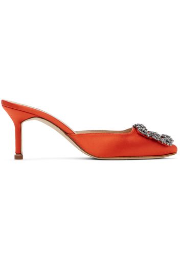 Manolo Blahnik Orange Hangisimu Mules