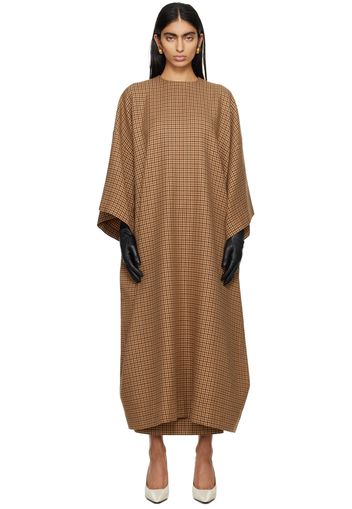 Marie Adam-Leenaerdt Brown Houndstooth Maxi Dress