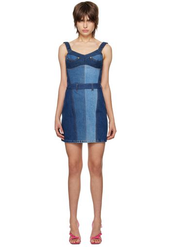 Marine Serre Blue Paneled Denim Minidress