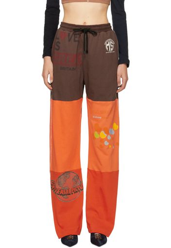 Marine Serre Brown & Orange Regenerated Lounge Pants