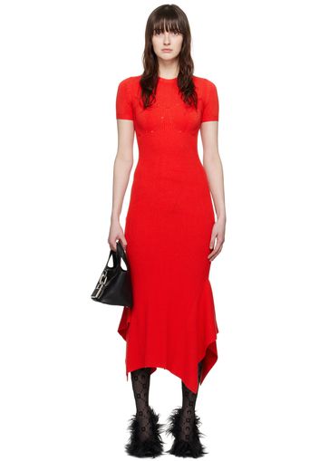 Marine Serre Red Ribbed Maxi Dress