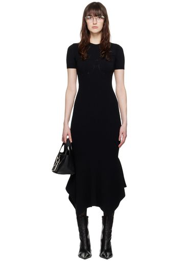 Marine Serre Black Ribbed Maxi Dress