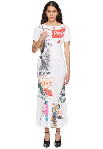 Marine Serre White Regenerated Graphic Maxi Dress