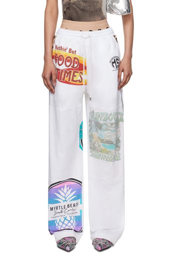 Marine Serre White Regenerated Graphic Lounge Pants