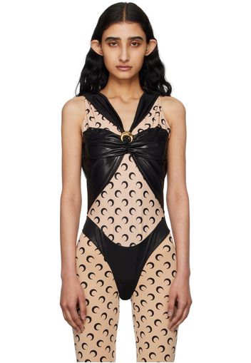 Marine Serre Black Draped Bodysuit