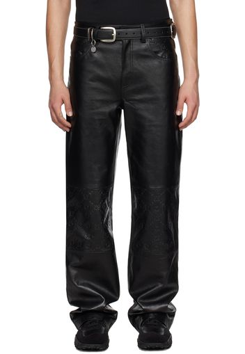 Marine Serre Black Embossed Leather Pants