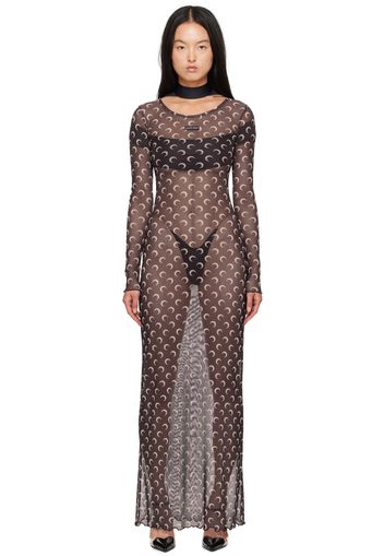 Marine Serre Brown All Over Moon Maxi Dress