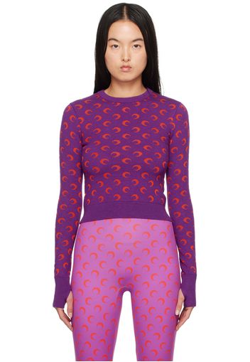 Marine Serre Purple Moon Jacquard Sweater