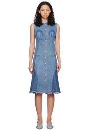 Marine Serre Blue Regenerated Denim Midi Dress