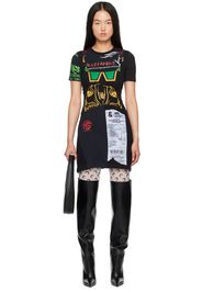 Marine Serre Black Upcycled Graphic T-Shirts Minidress