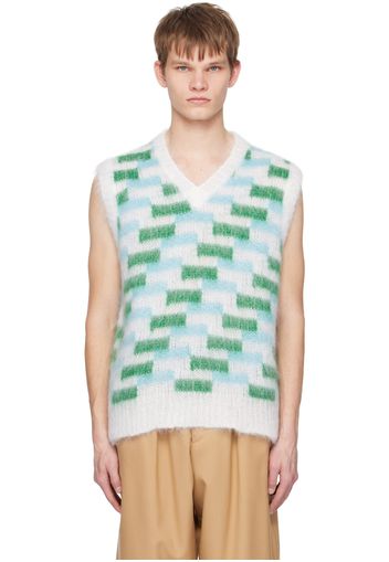 Marni Green & White Check Vest