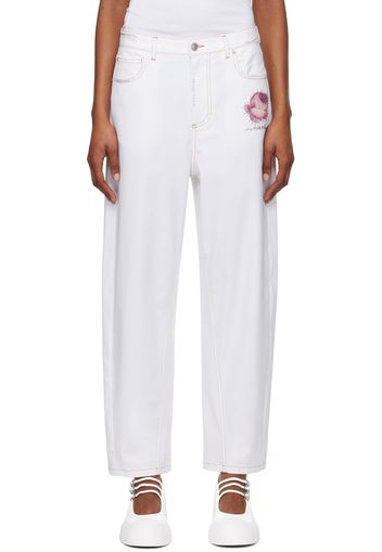 Marni White Flower Patches Jeans