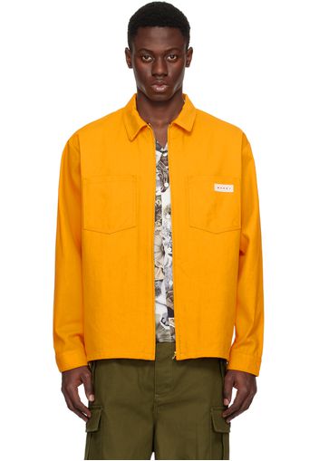 Marni Orange Zip-Up Long Sleeve Shirt