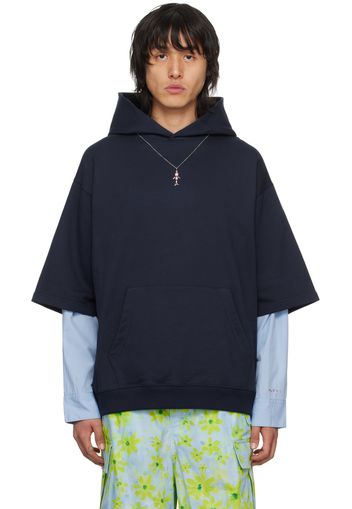 Marni Navy Layered Hoodie