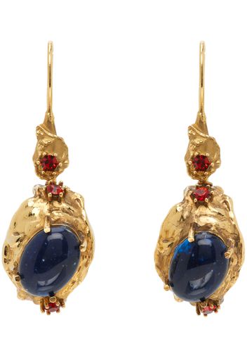 Marni Gold & Blue Gemstones Hook Earrings