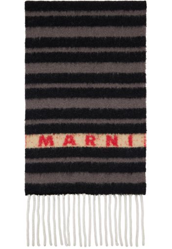 Marni Black & Gray Striped Alpaca Scarf