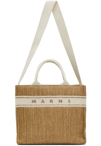 Marni Tan Small Tufted Logo Tote