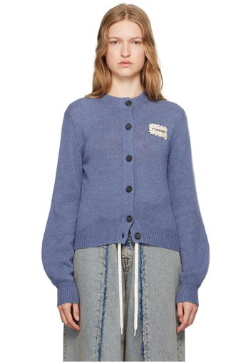 Marni Blue Logo Patch Cardigan