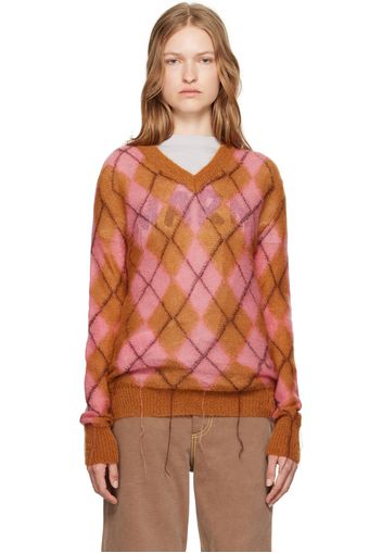 Marni Pink & Brown Argyle Sweater