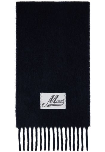 Marni Navy Brushed Alpaca Fringes Scarf