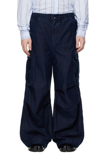 Marni Navy Moleskin Cargo Pants