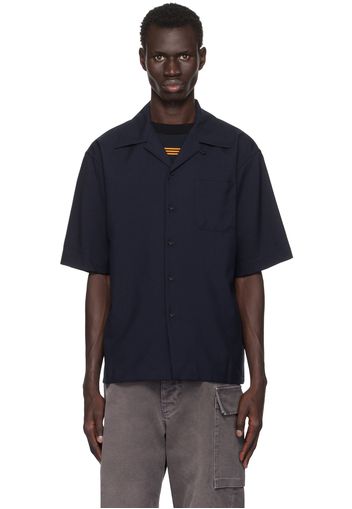 Marni Navy Tropical Wool Shirt