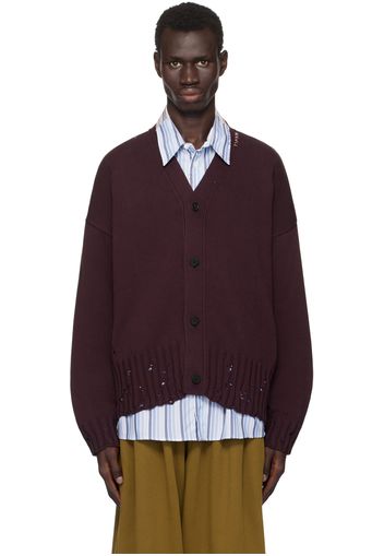 Marni Burgundy Dishevelled Cardigan