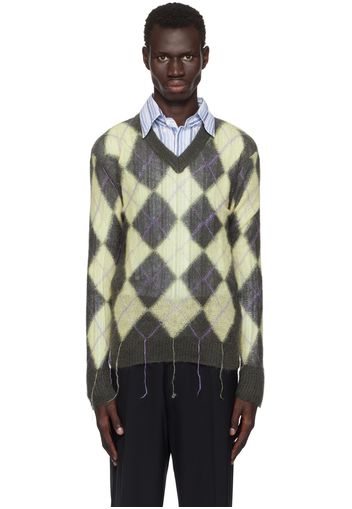 Marni Gray & Yellow Argyle Sweater