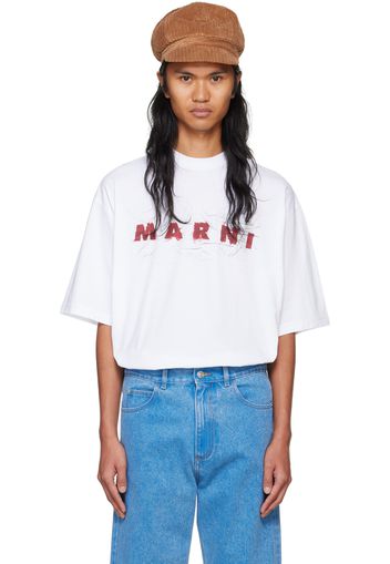 Marni White Printed Wrinked Logo T-shirt