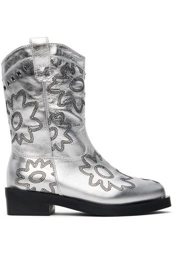 Marni Kids Silver Cowboy Boots