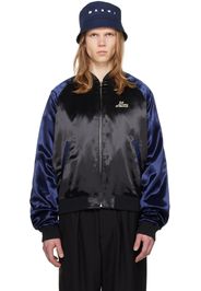 Marni Black & Navy Embroidered Bomber Jacket