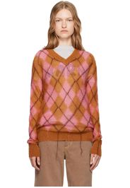 Marni Pink & Brown Argyle Sweater