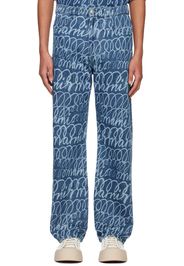 Marni Blue Scribble Motif Jeans