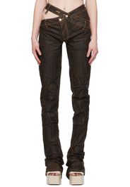 Masha Popova Brown Jeather Jeans