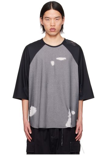 mastermind JAPAN Gray & Black Laddered T-Shirt