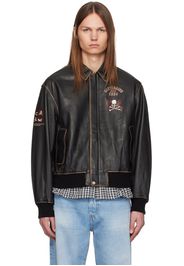 mastermind JAPAN Brown C2H4® Edition Embroidered-Logo Leather Jacket